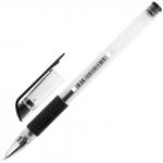 Ручка гелевая с грипом STAFF, ЧЕРНАЯ, корпус прозрачный, пишущий узел 0,5мм, линия 0,35мм, 141823