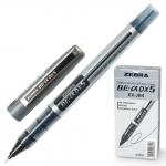 Ручка-роллер ZEBRA Zeb-Roller DX5, ЧЕРНАЯ, корпус серебристый, узел 0,5мм, линия 0,3мм, EX-JB4-BK