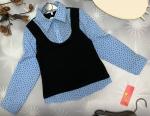 Блузка школьная в горошек с имитацией жилета арт. 608738