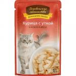 Конс. д/кошек «Курица с уткой в нежном желе», пауч 70 г 74500646 Деревенские лакомства