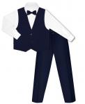 Синий комплект для мальчика (брюки, жилет с бабочкой и рубашка) 82454-189011-838