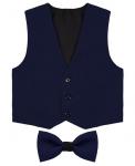 Синий комплект для мальчика (брюки, жилет с бабочкой и рубашка) 82454-189011-838