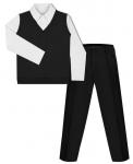 Школьный комплект для мальчика (жилет, брюки и рубашка-поло)  83811-6630-60111