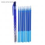 Набор ручка "пиши-стирай" гелевая MAGESTIC, игольчатый пишущий узел 0.5 мм, стираемые чернила синие + 9 стержней