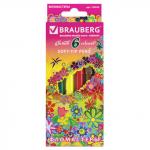 Фломастеры BRAUBERG "Blooming flowers", 6 цв., вентилир. колп, картон. упаковка с фольгой, 150559