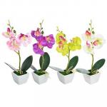 Цветы в кашпо "В виде Орхидеи", керамический горшок, 22см, полиэстер, ПВХ, 4 цвета, GTF-502