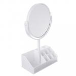 Зеркало-органайзер для косметики, пластик, стекло, d15см, 26,5х17см, белый
