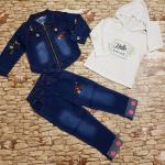 Костюм - тройка детский: рубашка, лонгслив и джинсы арт. 616548
