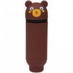 Пенал мягкий 200*55*50 Berlingo "Bear", силикон, коричневый, PM05624