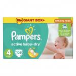 PAMPERS Подгузники Active Baby-Dry Maxi (9-14 кг) Упаковка 106
