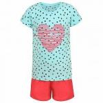 Комплект (футболка,юбка шорты) для девочки р.116 см голубой+розовый 601 Pelops