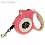 Рулетка "Пижон" с фонариком, прорезиненная ручка, 5 м, до 35 кг, розовая