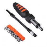 ЕРМАК Отвертка,гибкий стержнень,адаптер1/4,насадки25мм:SL5,SL6,SL7,PH1,PH2,PH3,PZ1,PZ2,T15,T20,сталь