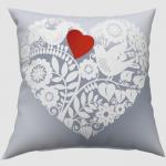Декоративная подушка габардин "Ажурное сердце"                             (s-101397)
