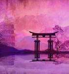 Рулонная штора ролло термоблэкаут Храм Япония                (d-201224-gr)