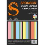 Бумага цветная тонированная SPONSOR А4, 80гр, 100 листов, пастель, 5 цветов по 20л.