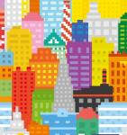Рулонная штора ролло термоблэкаут Пиксельный город                (d-201043-gr)
