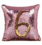 Подушка переводная из пайеток Magic Shine, розовое золото, 40*40 см                             (tw-100010)