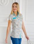 Блуза хлопок с коротким рукавом - Luara | бирюзовый оттенок