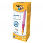 Ручка шариковая с грипом BIC Kids Twist, СИНЯЯ, для детей, корпус розовый, 1мм, линия 0,32мм, 918458