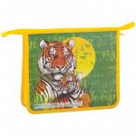 Папка для тетрадей 2 отделения, А5, ArtSpace Дикие кошки. Тигры, пластик, на молнии, ПТ-73-2_15542
