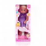 KING TIME Кукла-младенец  "Малышка в фиолетовом платье" (30 см, свет, звук, пьёт, ходит на горшок, аксесс.)
