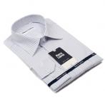 1141TSF Приталенная однотонная мужская рубашка в серую полоску из структурной ткани Slim Fit