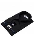 1231СTBS Хлопковая черная мужская рубашка больших размеров полоску