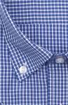 1242TSSFK Мужская рубашка в синюю клетку c коротким рукавом приталенная Super Slim Fit