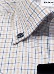1153TSSFK Мужская рубашка c коротким рукавом в светло-коричневую клетку приталенная Super Slim Fit