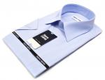 002TSSFK Голубая мужская рубашка c коротким рукавом приталенная Super Slim Fit