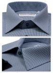 1169TSFK Приталенная мужская рубашка с синим текстурным узором Slim Fit