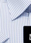 1159TSFK Голубая мужская рубашка с коротким рукавом в полоску Slim Fit