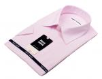 309TSFK Однотонная розовая мужская рубашка с коротким рукавом Slim Fit