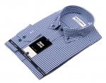 1164TSSF  Мужская рубашка синяя в клетку приталенная Super Slim Fit