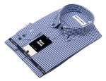 1164TSF Мужская рубашка синяя в клетку приталенная Slim Fit
