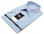 1072TSFK Приталенная мужская рубашка с коротким рукавом в голубую клетку Slim Fit