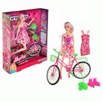 Кукла с велосипедом и аксессуарами, 30 см, пластик, 26х33х7 см, И грОЛЕНД