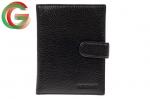 Мужской кошелек-портмоне из натуральной кожи, цвет черный