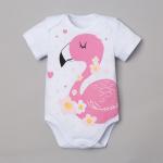 Боди Крошка Я "Baby Flamingo", белый, р.22, 62-68 см