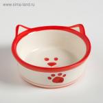 Миска керамическая "Подмигивающий кот" 150 мл, бело-красная