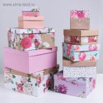 Набор подарочных коробок 10 в 1 «Цветы», 10.2 × 10.2 × 6–28.2 × 28.2 × 15 см