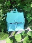 См. описание. Стильная женская сумка-рюкзак Freedom_square из эко-кожи бирюзового цвета.