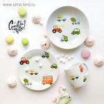Набор посуды "Машинки", 3 предмета: кружка, тарелка глубокая, тарелка плоская