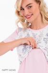 Ночная сорочка розовая для беременных и кормящих