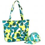 Комплект 117 (сумка пляжная+бейсболка)  текстиль 2905-HJ-118,  1отд,  цветы зеленый 188821
