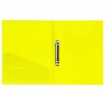 Папка на 2 кольцах BRAUBERG "Neon", 25мм, внутренний карман, неон. желтая, до 170л, 0,7мм, 227457