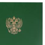 Папка адресная бумвинил с гербом России, формат А4, зеленая, индивидуальная упаковка, STAFF, 129581