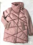 Комбинированное пальто дубленые рукава стойка ворот pink LE
