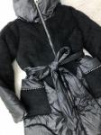 Комбинированное пальто с поясом черный LE